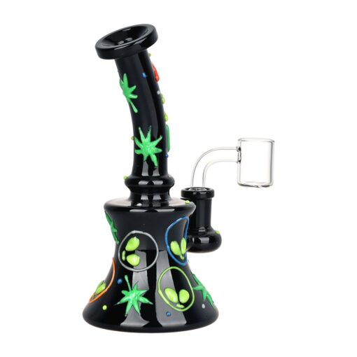 420 Alien Glow In The Dark Glass Dab Rig - 6.5" / 14mm F - Headshop.com