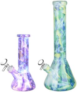 Marbled Glass Beaker Water Pipe | 14mm F | Colors Vary - Headshop.com