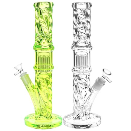 Translucent Twisty Jellyfish Perc Straight Glass Water Pipe | 13.75" - Headshop.com