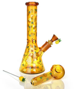 Pulsar Fruit Series Pineapple Express Herb Pipe Glow Duo - 10" / 14mm F - Headshop.com