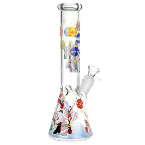 Christmas Themed Glass Water Pipe - 10" / 14mm F / Designs Vary - Headshop.com