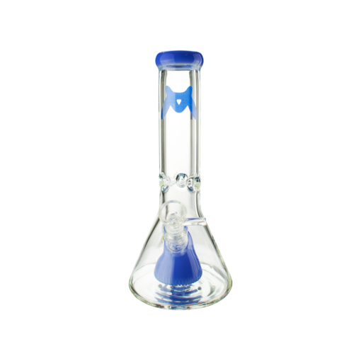 MAV Glass 12" x 7mm Slitted Pyramid Beaker Bong Front View on White Background