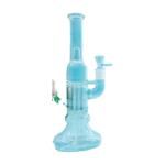 PILOTDIARY 12 Inch Tree Perc Bong, Clear Glass with Smooth Hits, Front View on Blue Background