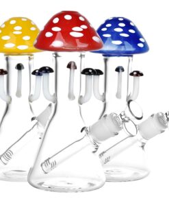Marvelous Mushroom Melange Glass Water Pipe - 8.25" / 14mm F / Colors Vary - Headshop.com