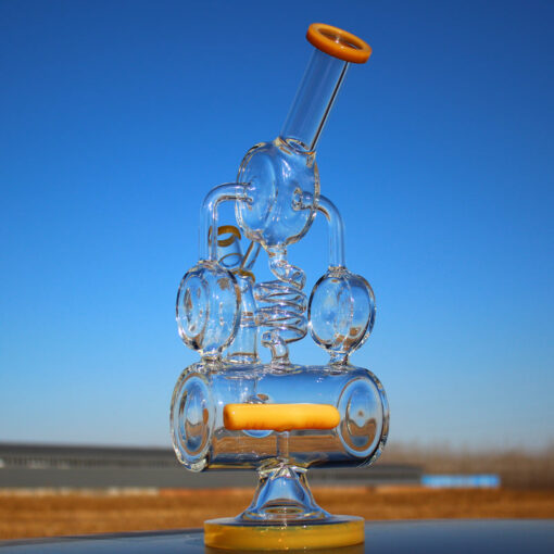 12.5" Recycler Style Inline Perc Water Pipe w/ Spring Body - Headshop.com