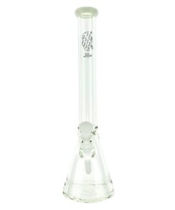 MAV Glass 18" X 9 mm White Laser Bear Bong Front View on White Background
