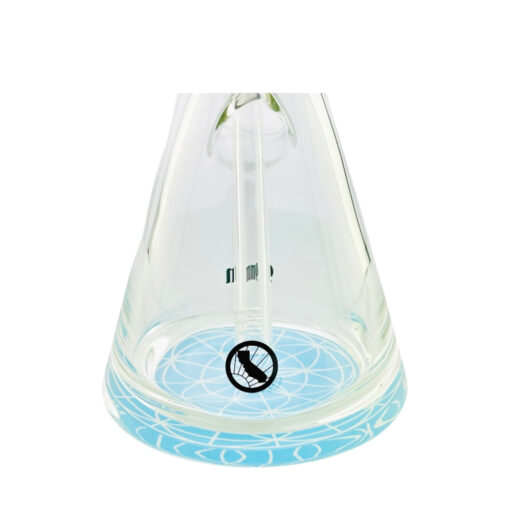 MAV Glass 18" Baby Blue Mandala Beaker Bong, 9mm thick, front view on white background