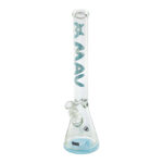 MAV Glass 18" Baby Blue Mandala Beaker Bong with 9mm thickness front view on white background