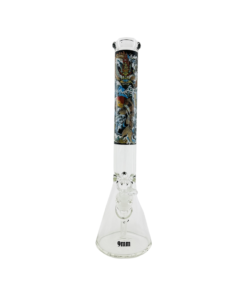 18" MAV Glass Beaker Bong with Dragon Koi Design - Front View on White Background