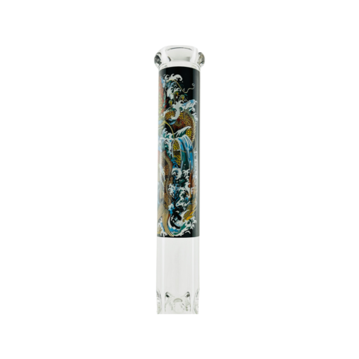 MAV Glass 18" Beaker Bong with Dragon Koi Design Front View on White Background