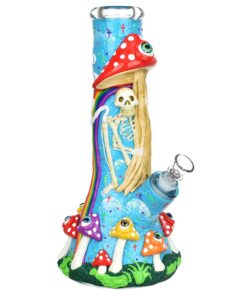 Sneaky Skeleton And Watchful Fungi Glow In Dark Beaker Water Pipe-12.5" / 14mm F - Headshop.com