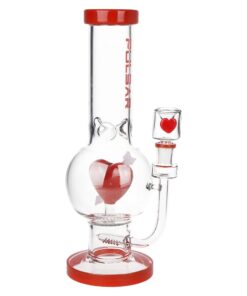 Pulsar Cupids Heart Bubble Base Glass Water Pipe - 12" / 14mm F