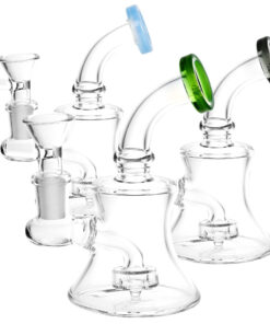 Bent Neck Bell Mini Water Pipe - 5"/14mm F/Colors Vary - Headshop.com