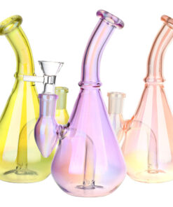 Aura Vibe Electroplated Glass Vase Water Pipe - 7" / 14mm F / Colors Vary - Headshop.com