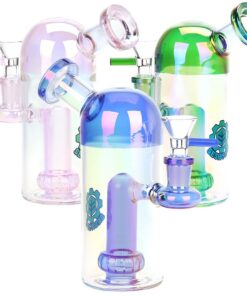 SeshGear Space Dome Showerhead Perc Electroplated Glass Water Pipe - 6.25" / 14mm F / Colors Vary - Headshop.com