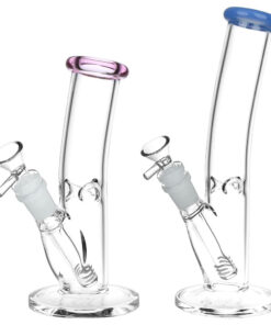Classic Bent Neck Straight Tube Glass Water Pipe | 14mm F | Colors Vary - Headshop.com