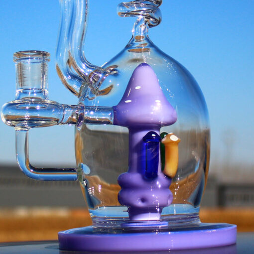Approx. 11" Spiral Mushroom Recycler Water Pipe w/ Circ Perc - Headshop.com