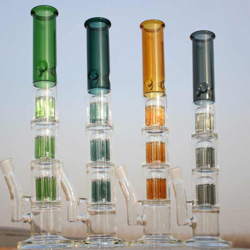 Approx. 19" Triple Tree Percolator Glass Water Pipe - Headshop.com
