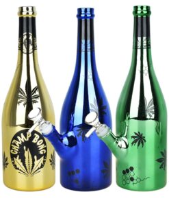 Dabtized Champagne Bottle Glass Water Pipe - 12" / 14mm F / Assorted Colors - Headshop.com
