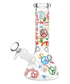 Pulsar World Peace Beaker Glass Water Pipe - 7.75" / 14mm F - Headshop.com