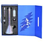 Grateful Dead x Pulsar Bolts And Skellies Glass Beaker Water Pipe Set | 13.75" | 14mm F - Headshop.com