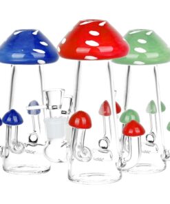 Old School Toadstool Glass Water Pipe - 6" / 14mm F / Colors Vary - Headshop.com