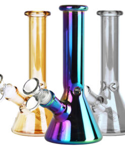 Oil Slick Beaker Water Pipe - 8" / 14mm F / Colors Vary - Headshop.com