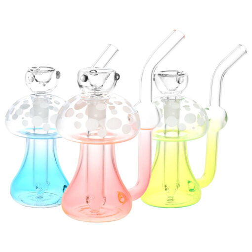 Phosphorescent Fungi Glow in the Dark Glass Bubbler - 4.75" / 14mm F / Colors Vary - Headshop.com