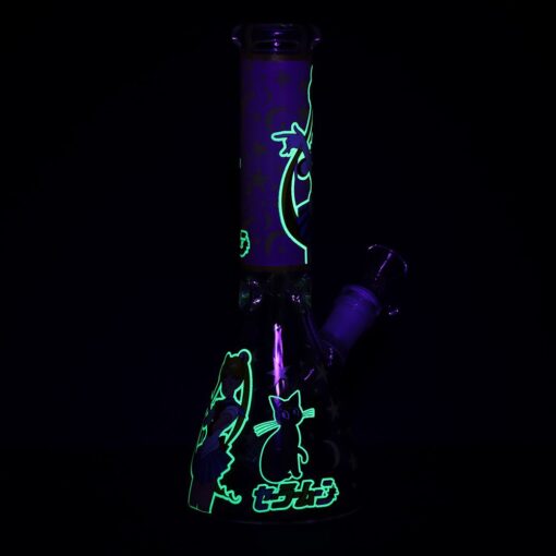 Japanese Animation Girl Beaker Glass Water Pipe - 10" / 14mm F