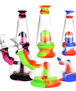 Silicone/Glass Dual Chamber Water Pipe-7.25"/14mm F/Clrs Vary - Headshop.com
