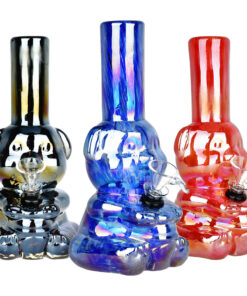 Bear-y Shiny Electroplated Soft Glass Water Pipe - 7.75" / Colors Vary - Headshop.com