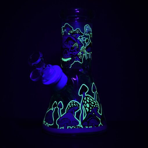 Monstrous Mushroom Mashup Beaker Glass Water Pipe - 8"/ 14mm F / Designs Vary - Headshop.com