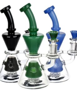 Glass House Two-Toned Hourglass Water Pipe - 8" / 14mm F / Colors Vary - Headshop.com