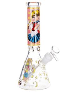 Japanese Animation Girl Beaker Glass Water Pipe - 10" / 14mm F