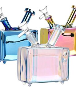 Retro TV Electroplated Glass Water Pipe - 5.75" / 14mm F / Colors Vary - Headshop.com