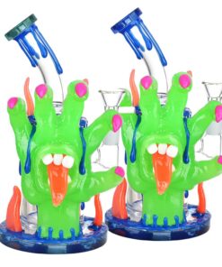 Reach Out And Taste The World Glow In The Dark Water Pipe - 8" / 14mm F - Headshop.com