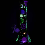 420 Beam Me Up Glow In The Dark Glass Beaker Water Pipe | 9.5" | 14mm F