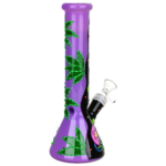 420 Beam Me Up Glow In The Dark Glass Beaker Water Pipe | 9.5" | 14mm F