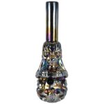Iridescent Crouching Skeleton Soft Glass Water Pipe - 13.5" - Headshop.com