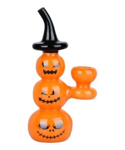 Halloween Pumpkin Pile Up Glass Bubbler - 5.75" - Headshop.com