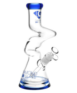 Diamond Glass Gold Zong Beaker Water Pipe - 11" / 14mm F / Colors Vary - Headshop.com