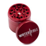 Four-Part Aluminium Grinder with Removable Screen - Red (50mm) Waterfall