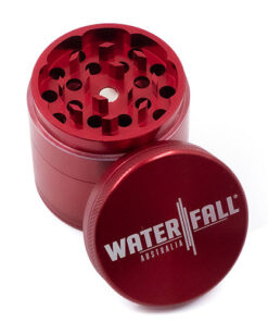 Four-Part Aluminium Grinder with Removable Screen - Red (50mm) Waterfall
