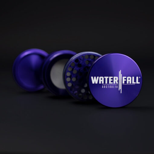 Four-Part Aluminium Grinder with Removable Screen - Gloss Blue (63mm) Waterfall