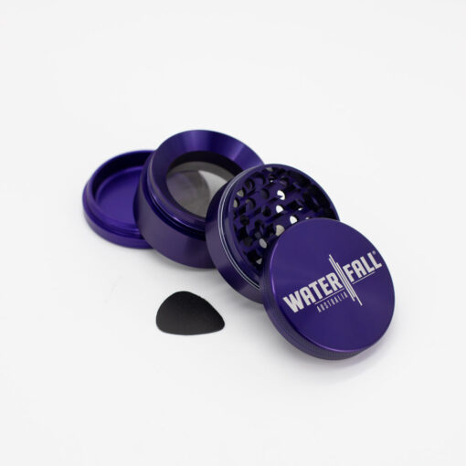 Four-Part Aluminium Grinder with Removable Screen - Gloss Blue (63mm) Waterfall