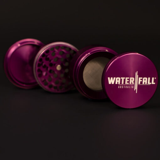 Four-Part Gloss Aluminium Grinder with Removable Screen 63mm Waterfall