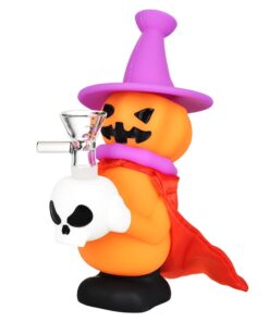 Pumpkin Witch Silicone Water Pipe - 6.5" / 14mm F - Headshop.com