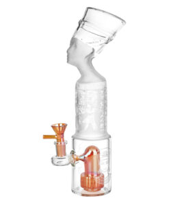 Pharoah Head Frosted Glass Water Pipe - 11.5" / 14mm F - Headshop.com