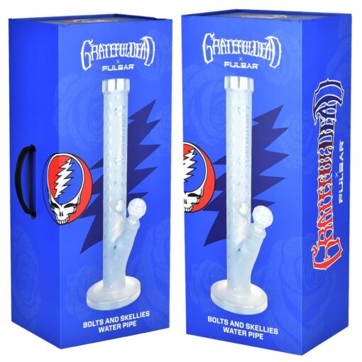 Grateful Dead x Pulsar Bolts And Skellies Straight Tube Water Pipe-15.5"/14mm F - Headshop.com