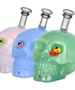Creepy Eyed Skull Glass Hand Pipe - 4" / 3ct - Headshop.com